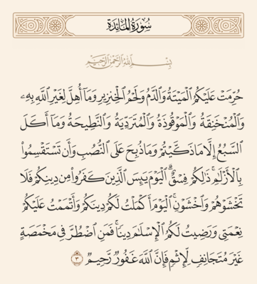 آیه ۳ مائده و غدیر