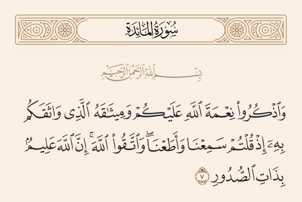 آیه ۷ مائده و غدیر